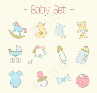 卡通婴儿用品图标,免抠元素