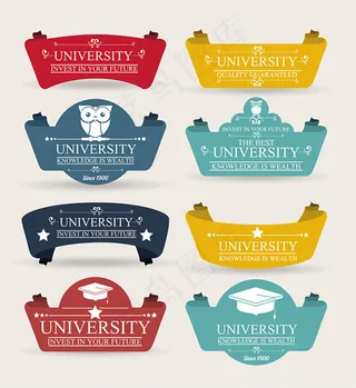 教育丝带图标,免抠元素