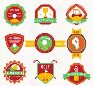 高尔夫俱乐部标签,免抠元素