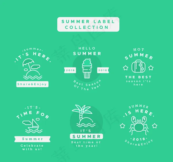 白色夏季标签ai矢量模版下载