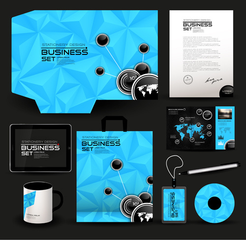 蓝色商务VI模板,背景元素