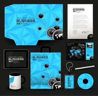 蓝色商务VI模板,背景元素