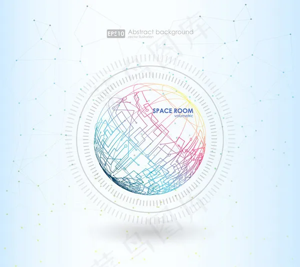 抽象地球空间线条eps,ai矢量模版下载