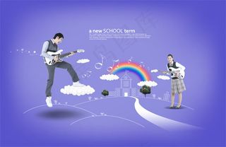 弹贝斯的美女帅哥