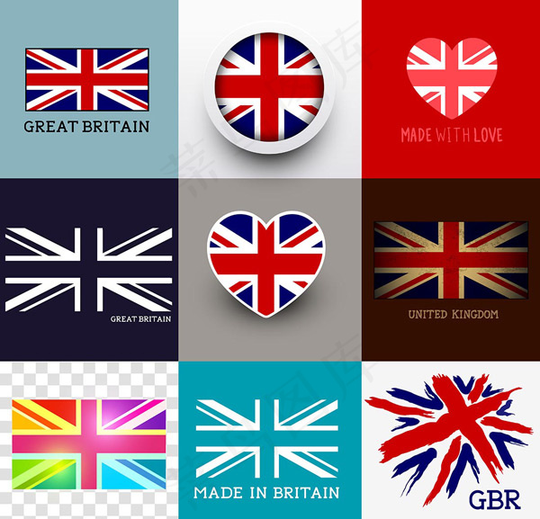 英国旗帜图标,免抠元素eps,ai矢量模版下载