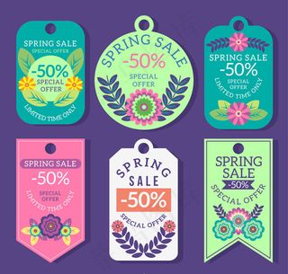 花朵春季促销吊牌