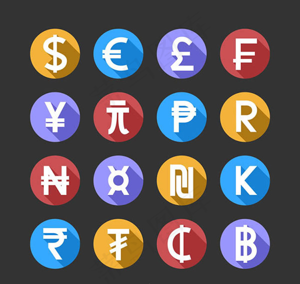 货币符号图标,免抠元素ai矢量模版下载