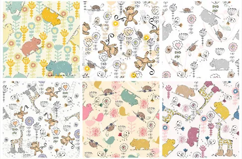 卡通主题无缝背景