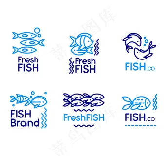 蓝色鱼标志矢量