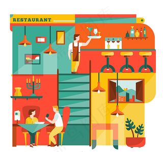 抽象餐馆内部