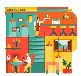 抽象餐馆内部