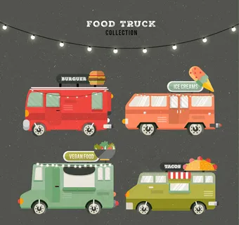 彩灯装饰快餐车