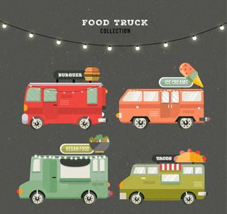 彩灯装饰快餐车