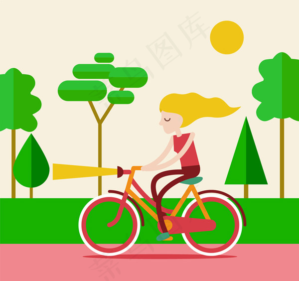 骑单车的金发女子
