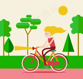 骑单车的金发女子