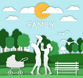 公园里的三口之家 公园里的三口之家