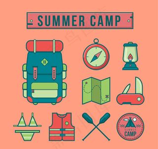 夏日野营图标,免抠元素