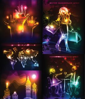 绚丽的霓虹灯背景,背景元素