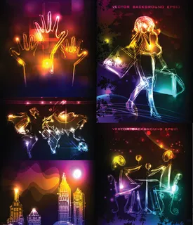 绚丽的霓虹灯背景,背景元素