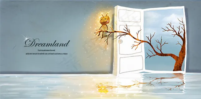 坐在大树上的方盒小人