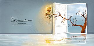 坐在大树上的方盒小人