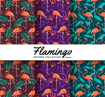 火烈鸟和树叶背景