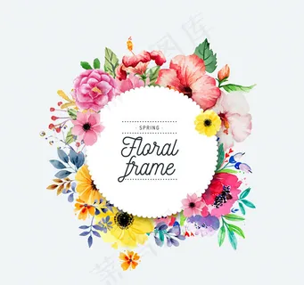 春季圆形花卉框架