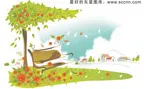 韩国矢量手绘风景插画_10cdr矢量模版下载