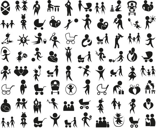 黑白人形图标,免抠元素ai矢量模版下载