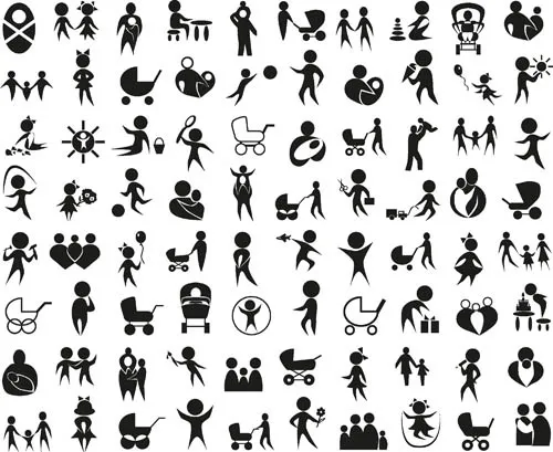 黑白人形图标,免抠元素ai矢量模版下载