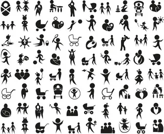 黑白人形图标,免抠元素