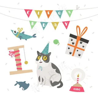 猫咪生日元素