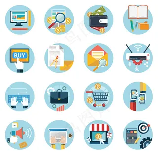 圆形商务元素图标,免抠元素,背景元素