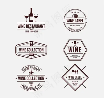 葡萄酒标签矢量,免抠元素