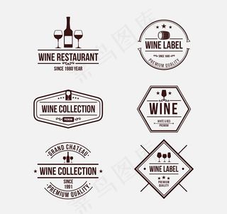 葡萄酒标签矢量,免抠元素