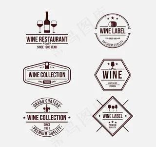 葡萄酒标签矢量,免抠元素