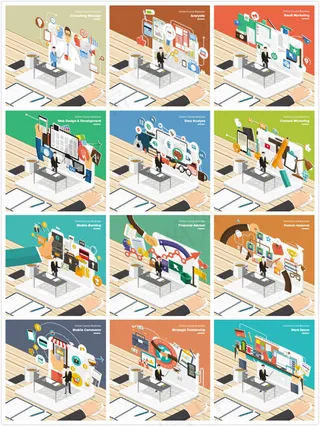 网络商务教学矢量,背景元素