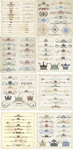 皇冠花纹矢量