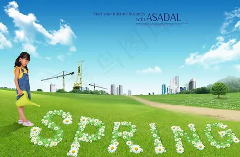 浇灌春花春天海报 浇灌春花春天海报