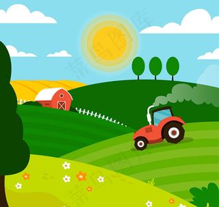农场风景矢量