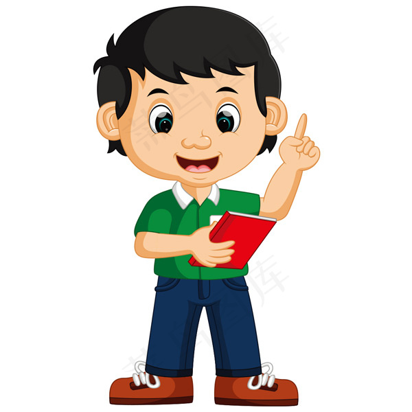 读书的卡通男孩,背景元素