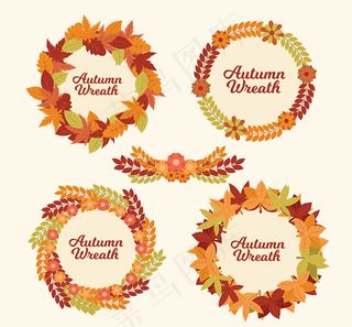 秋季树叶花环