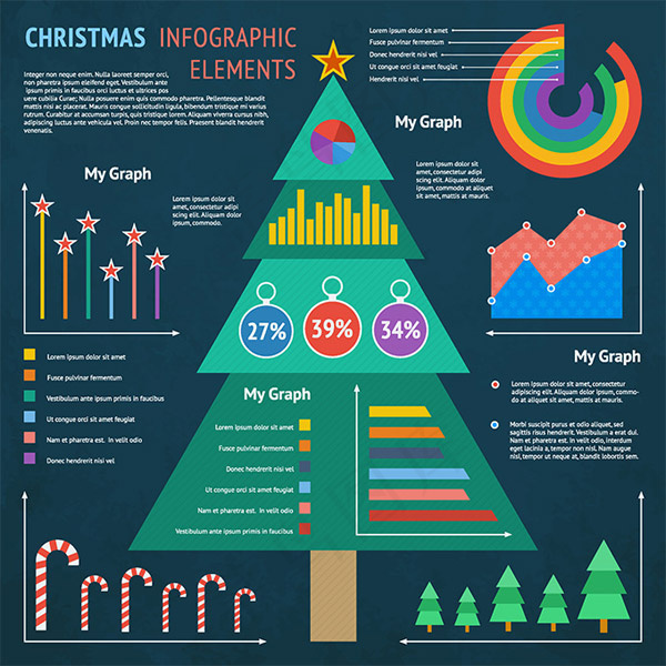圣诞树信息图表ai矢量模版下载