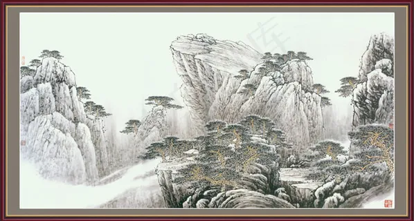 山水中堂画4 山水中堂画4