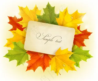 秋叶上的卡片矢量
