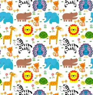 卡通动物无缝背景