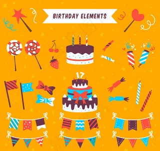 手绘生日元素
