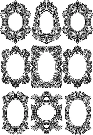 花纹装饰边框矢量