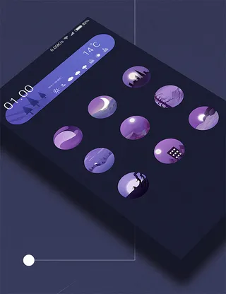 夜色主题手机图标,免抠元素