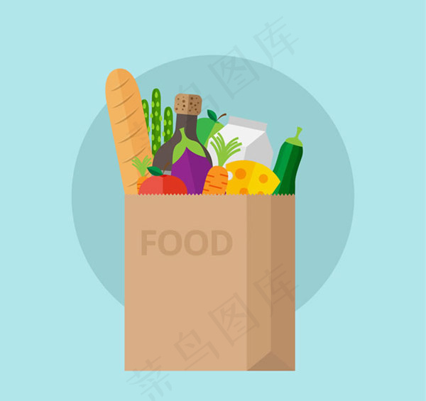 装满食物的纸袋